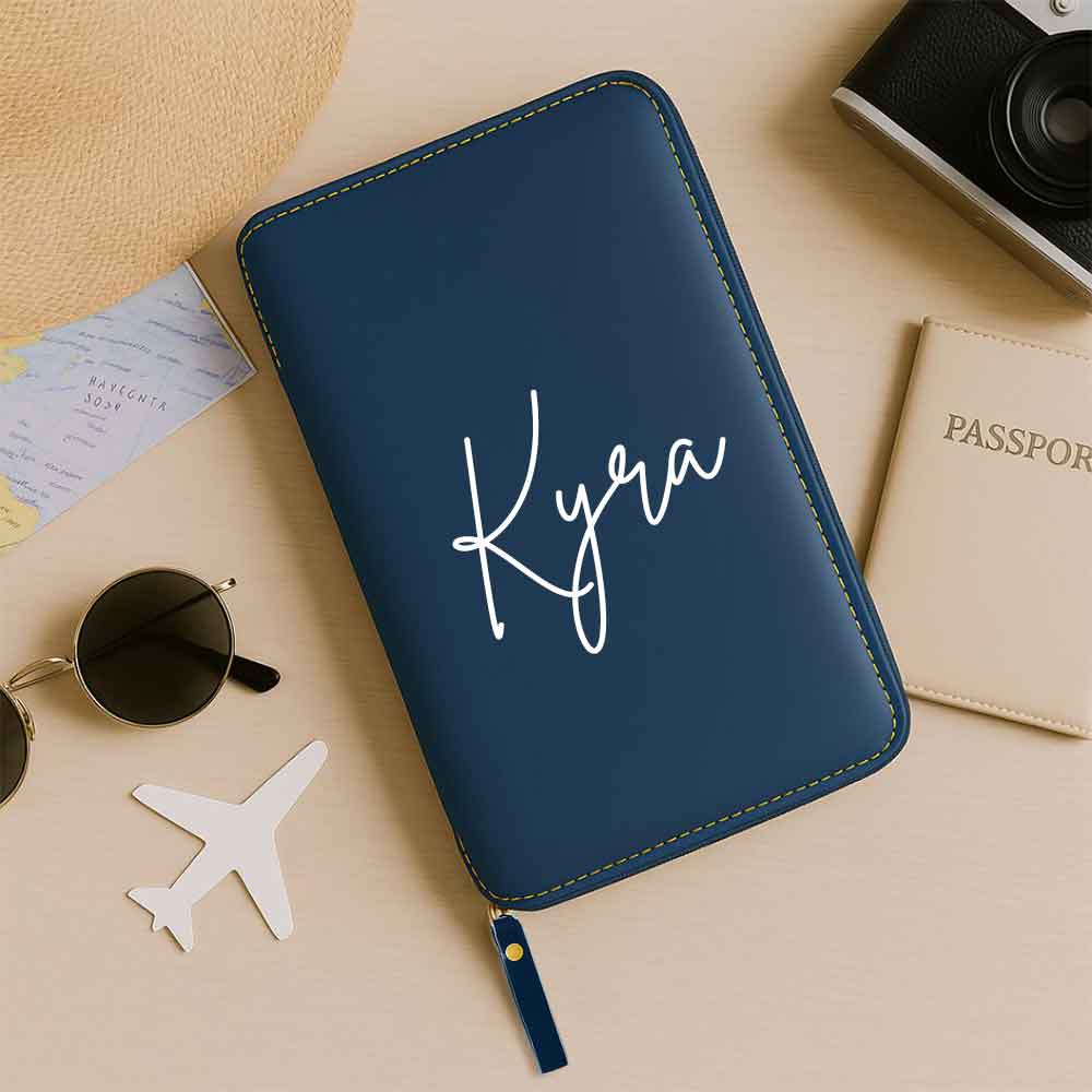 Personalized Passport Wallet with Name Faux Leather Travel Organizer & Luggage Tag Set - Image 11