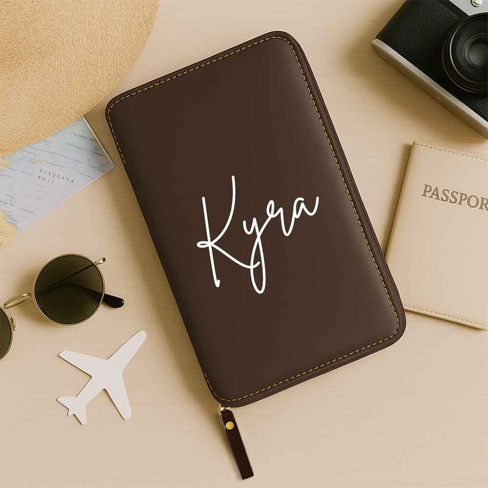 Personalized Passport Wallet with Name Faux Leather Travel Organizer & Luggage Tag Set - Image 13