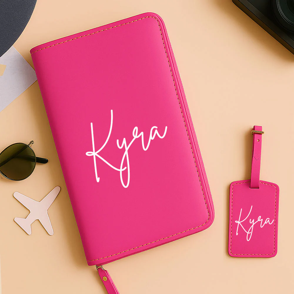 Personalized Passport Wallet with Name Faux Leather Travel Organizer & Luggage Tag Set - Image 6