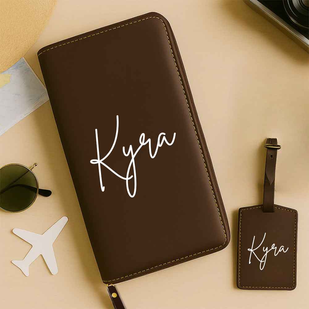 Personalized Passport Wallet with Name Faux Leather Travel Organizer & Luggage Tag Set - Image 7