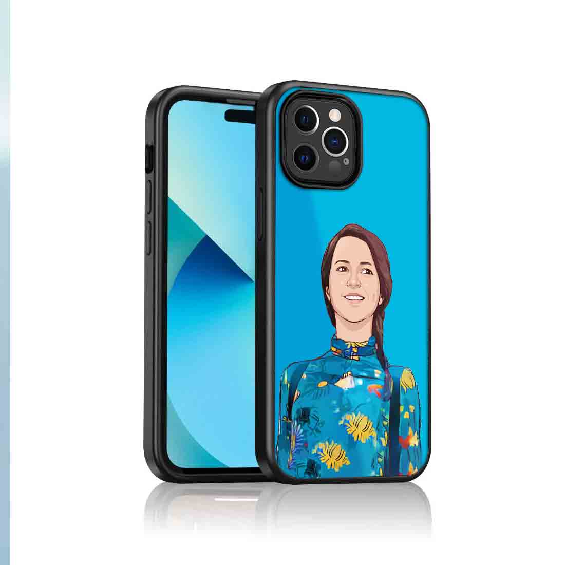 Personalized Phone Cover with Picture Blue iPhone 13 Pro Back Case - Cartoonized From Image - Image 2