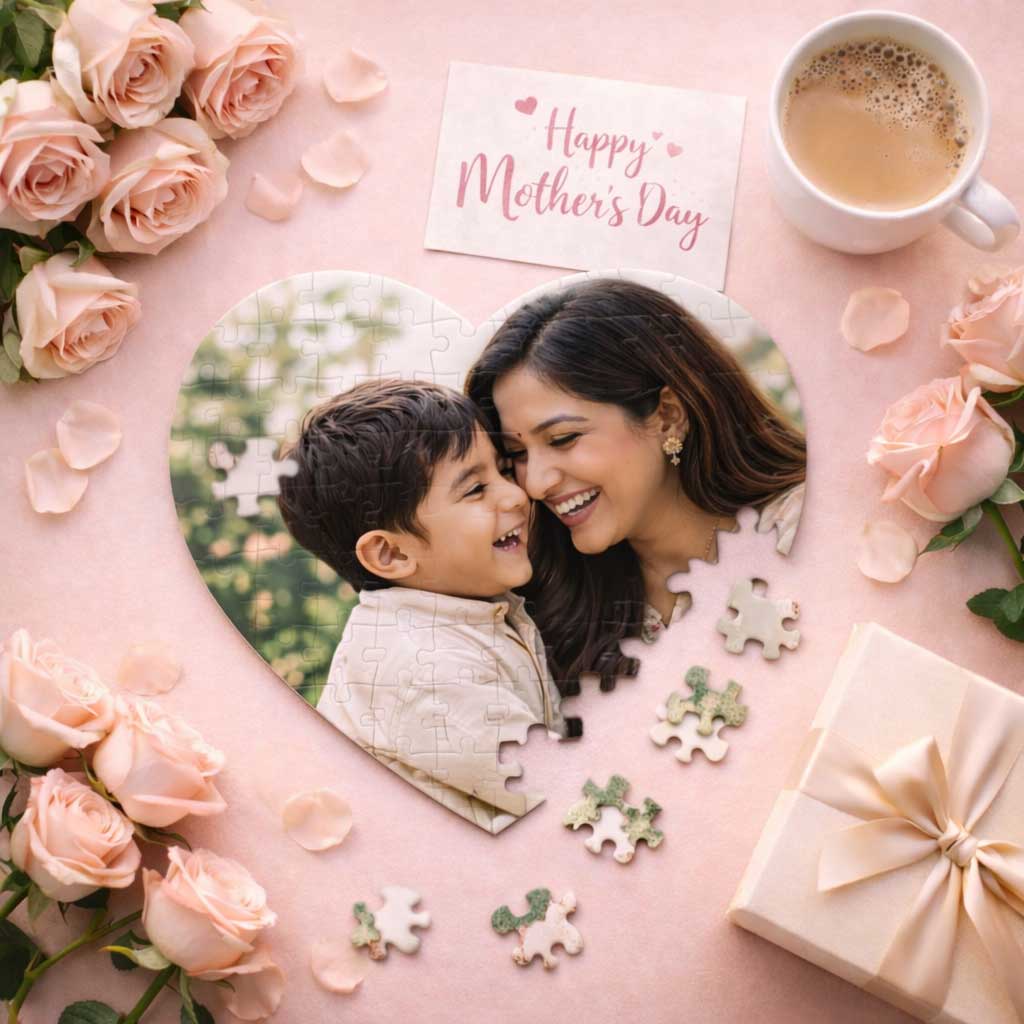 Custom Mother's Day Gift - Personalized Heart Photo Puzzle for Mom - Image 5