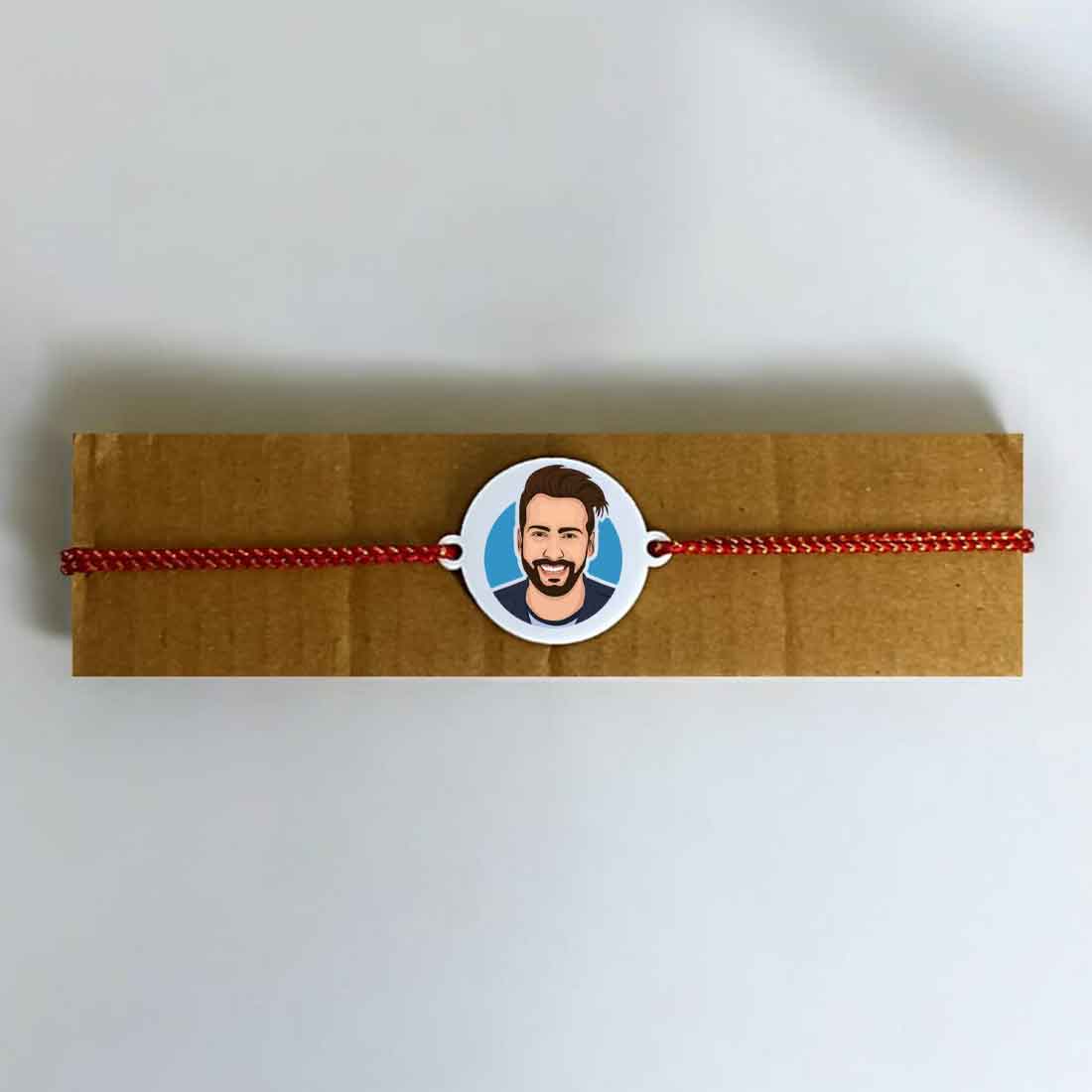 Personalized Photo Rakhi with Caricature Image Along with Custom Photo Coffee Tumbler and Chocolate - Image 7