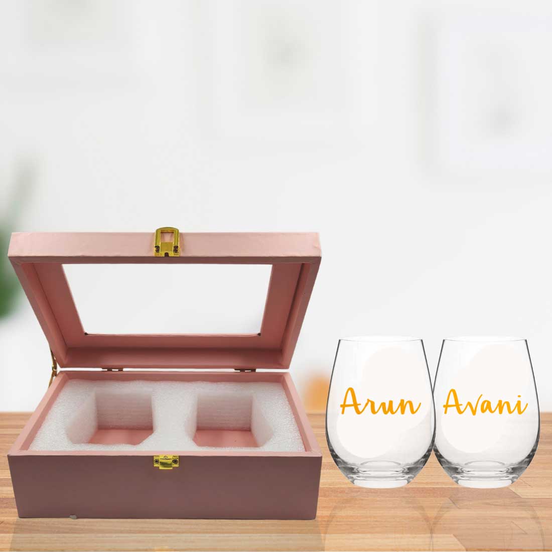 Personalized Printed Stemless Glasses With Gift Box Available in Black Pink Blue or Green Boxes - Image 2