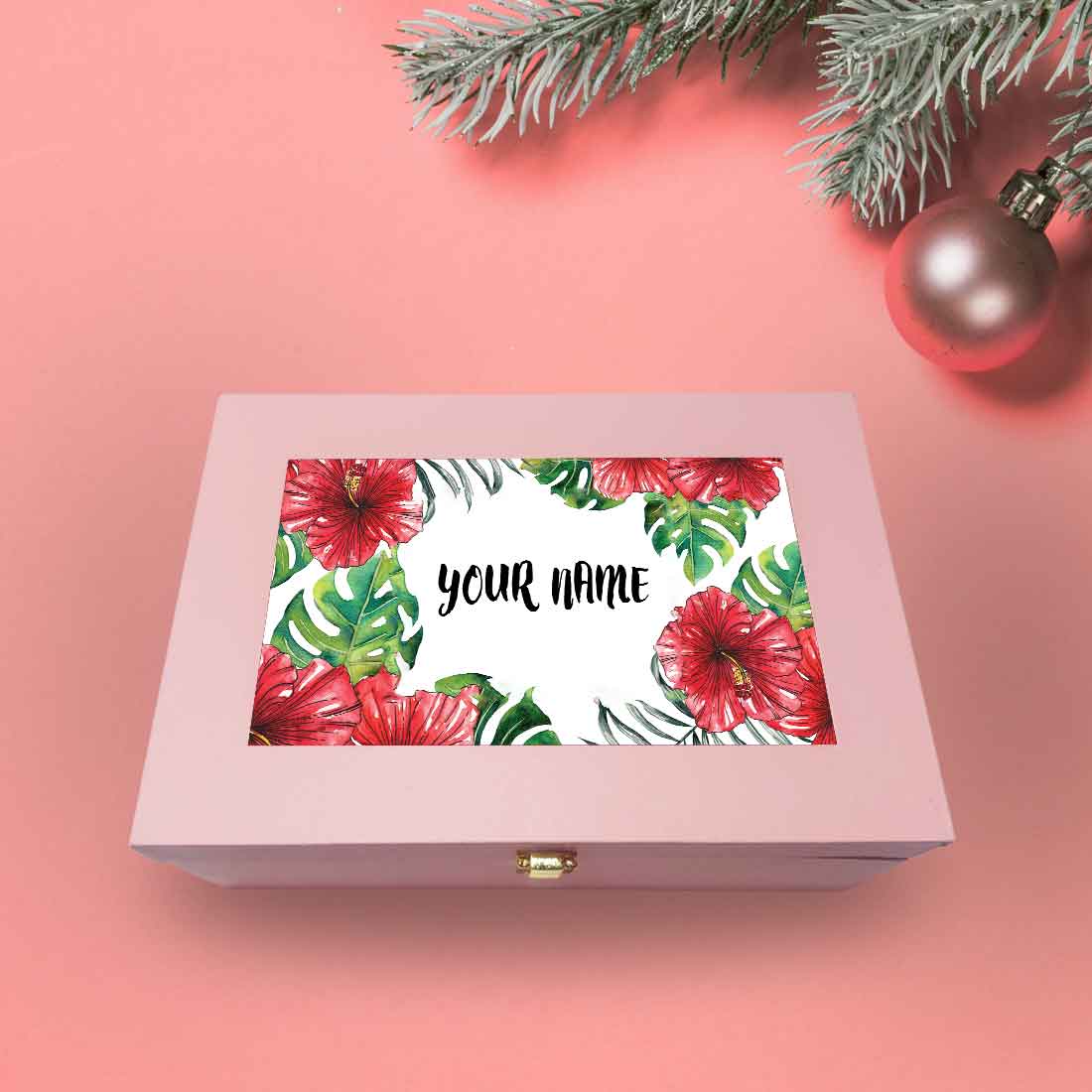 Custom Luxury Gift Boxes for Gifting Vegan Leather Add Name - Hibiscus