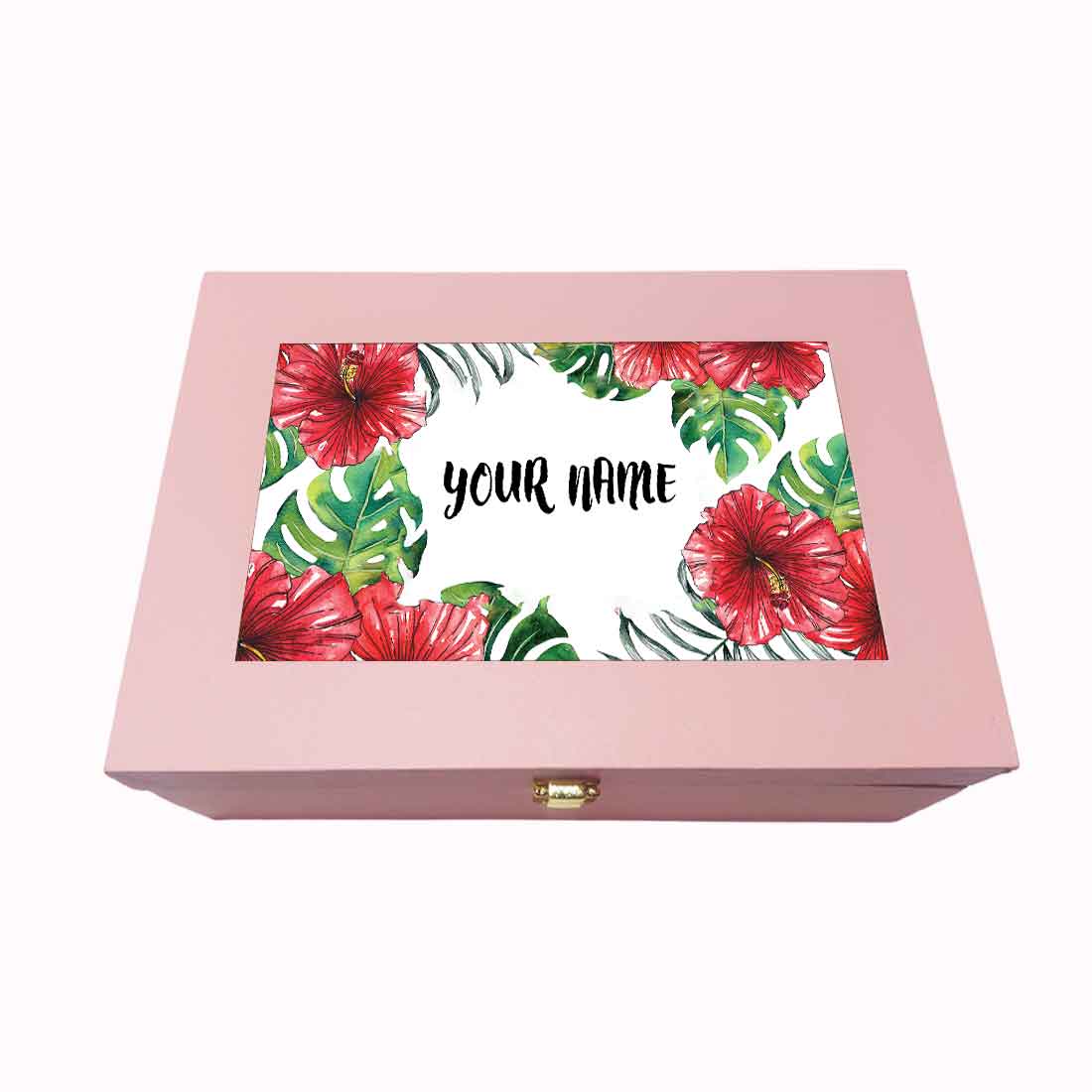 Custom Luxury Gift Boxes for Gifting Vegan Leather Add Name - Hibiscus - Image 3