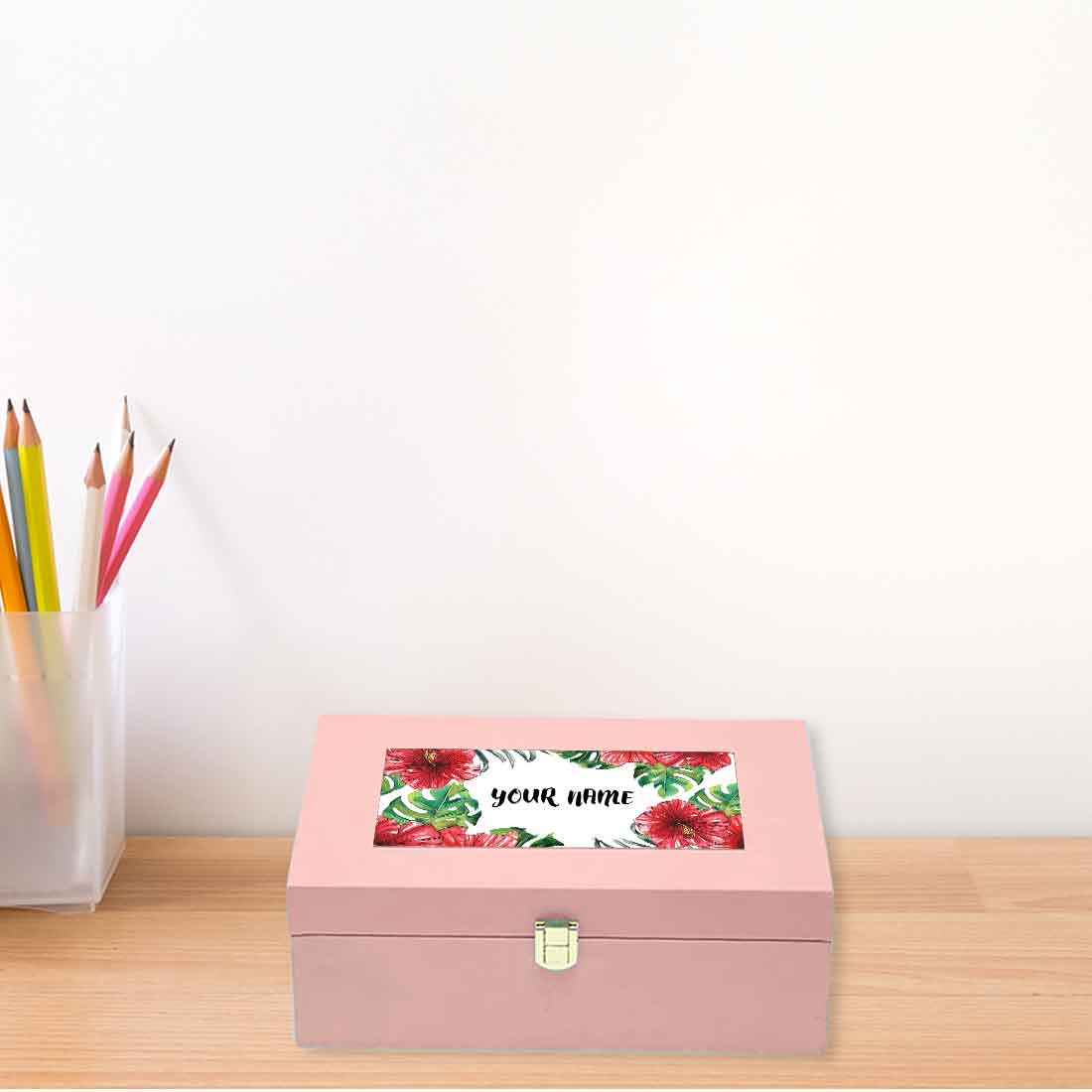 Custom Luxury Gift Boxes for Gifting Vegan Leather Add Name - Hibiscus - Image 4