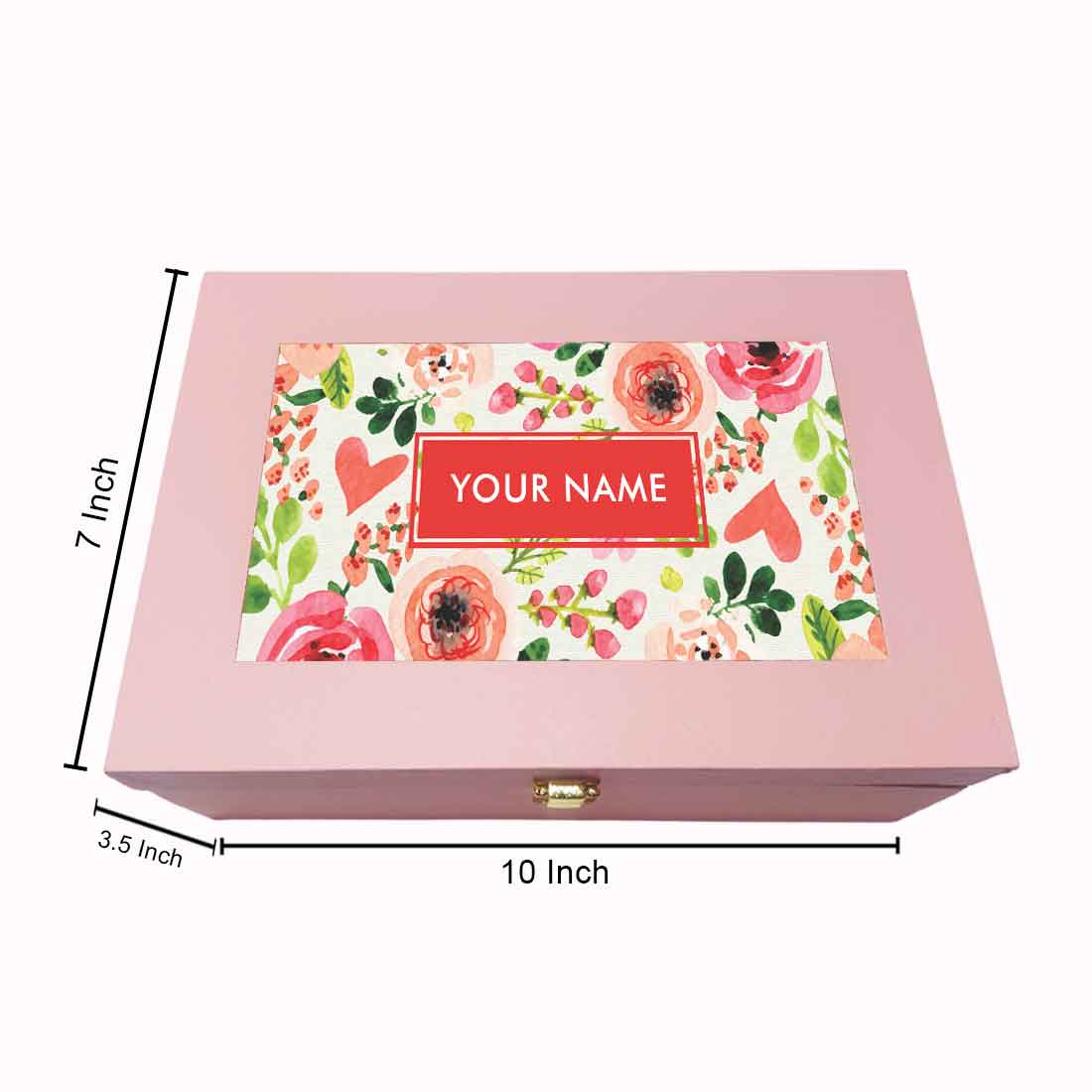 Custom Pink Gift Box with Name Vegan Leather - Flower - Image 6