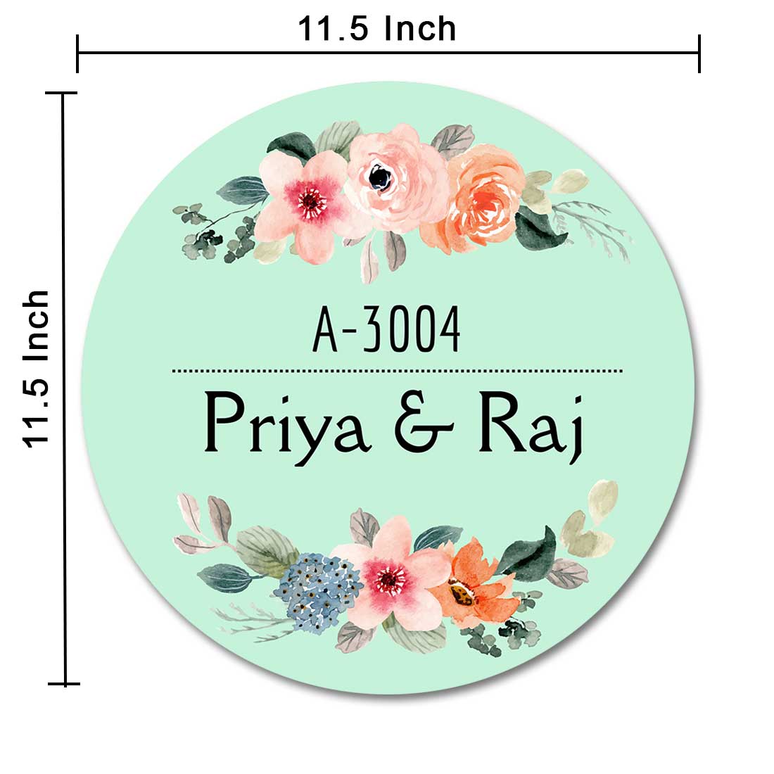 Personalized Round Name Plate for Home Entrance - Pink Floral - Image 5