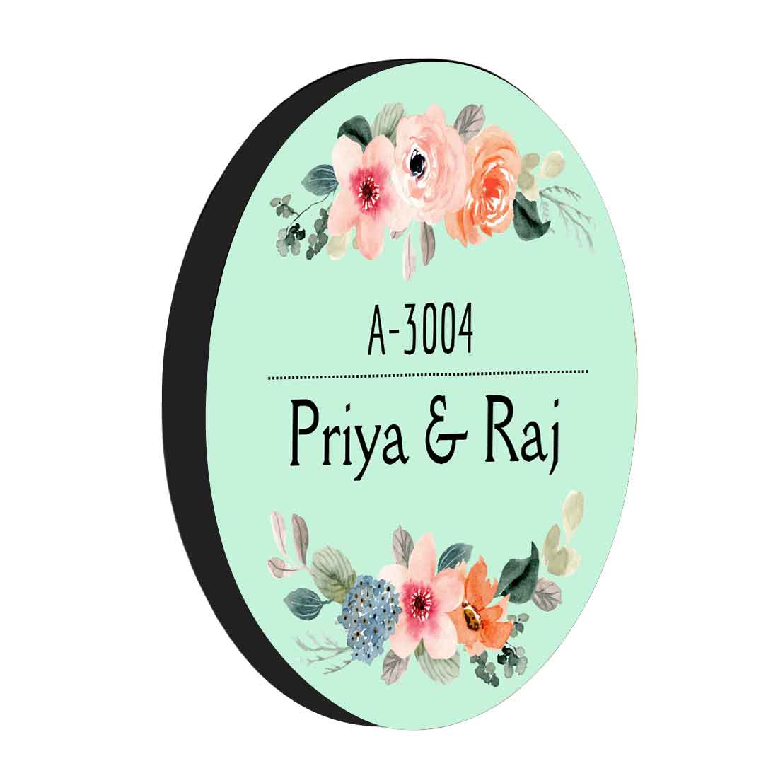 Personalized Round Name Plate for Home Entrance - Pink Floral - Image 6