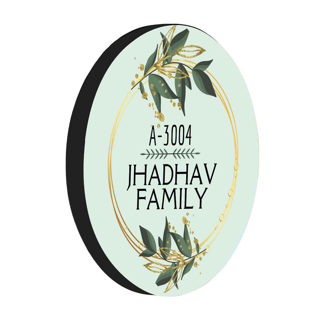 Personalised Door House Name Plate Round - Olive And Gold - Image 6