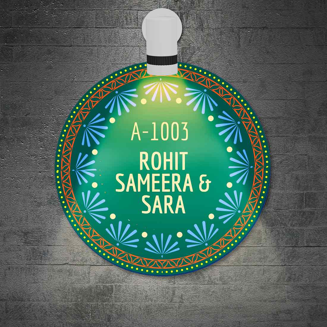 Personalised Door Name Plates for Home Office & Flats -  Ethnic Green - Image 2