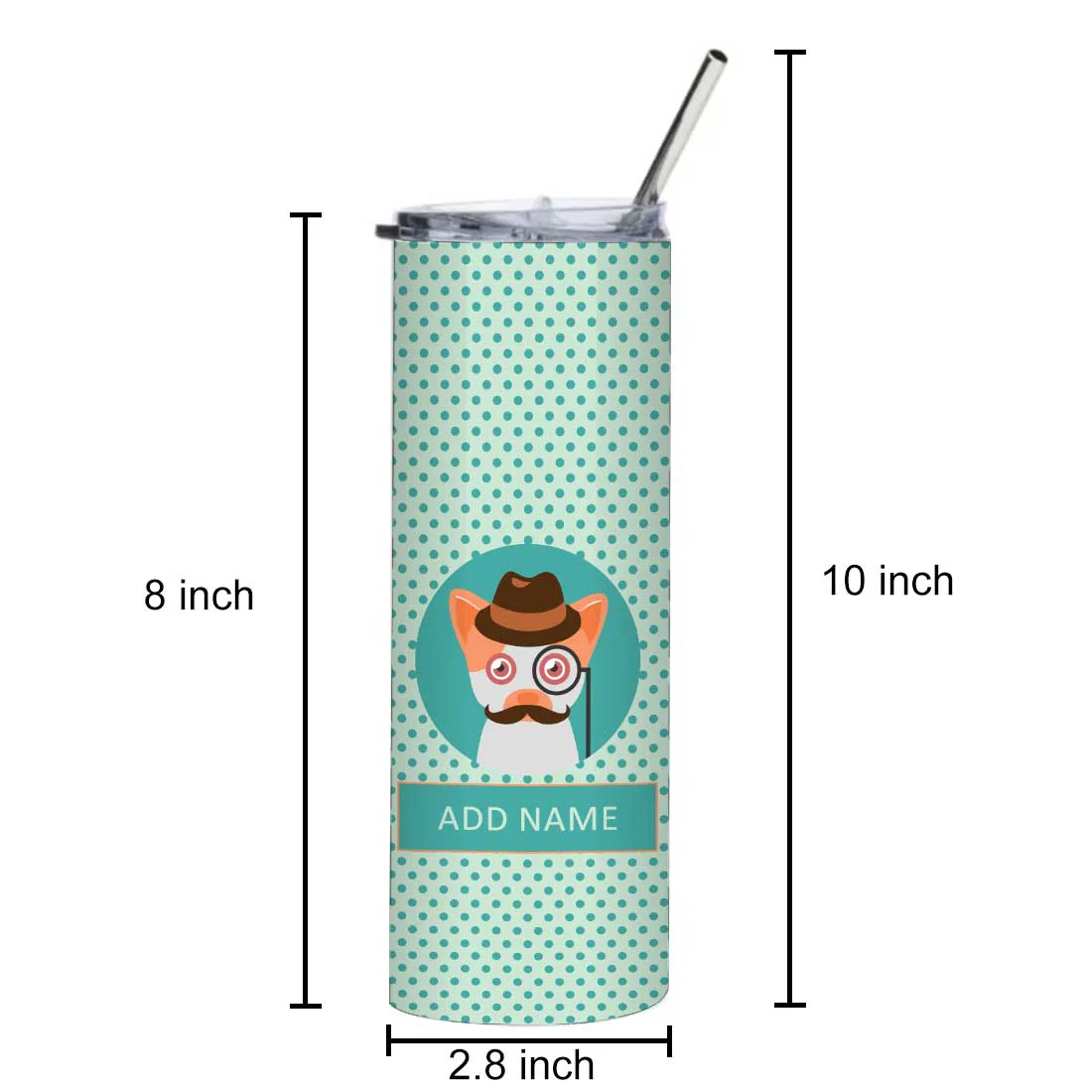 Nutcase Personalized Stainless Steel Coffee Mug with Lid and Metal Straw Insulated Tumbler - 600 ml - Image 3