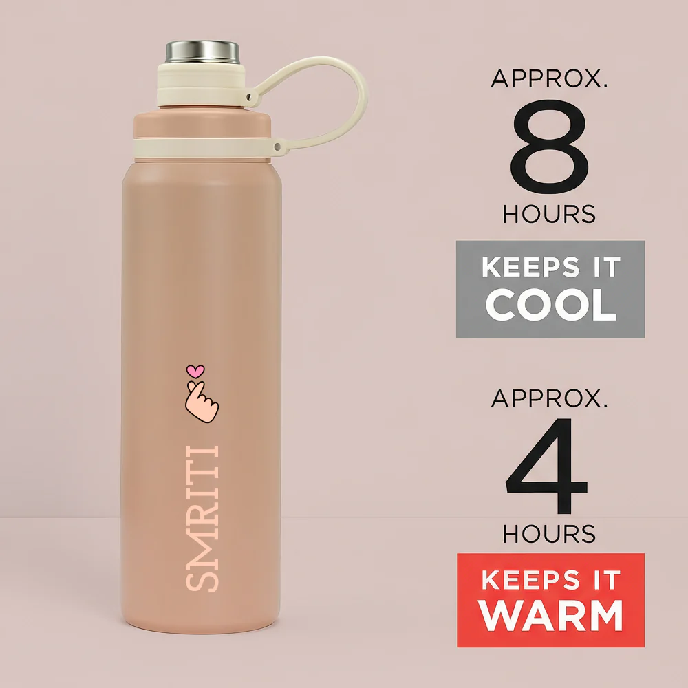 Personalized Stainless Steel Hot and Cold Water Bottle – 800ml Leakproof Thermos Drink Bottle for Gym, Office & Outdoor Use - Image 2