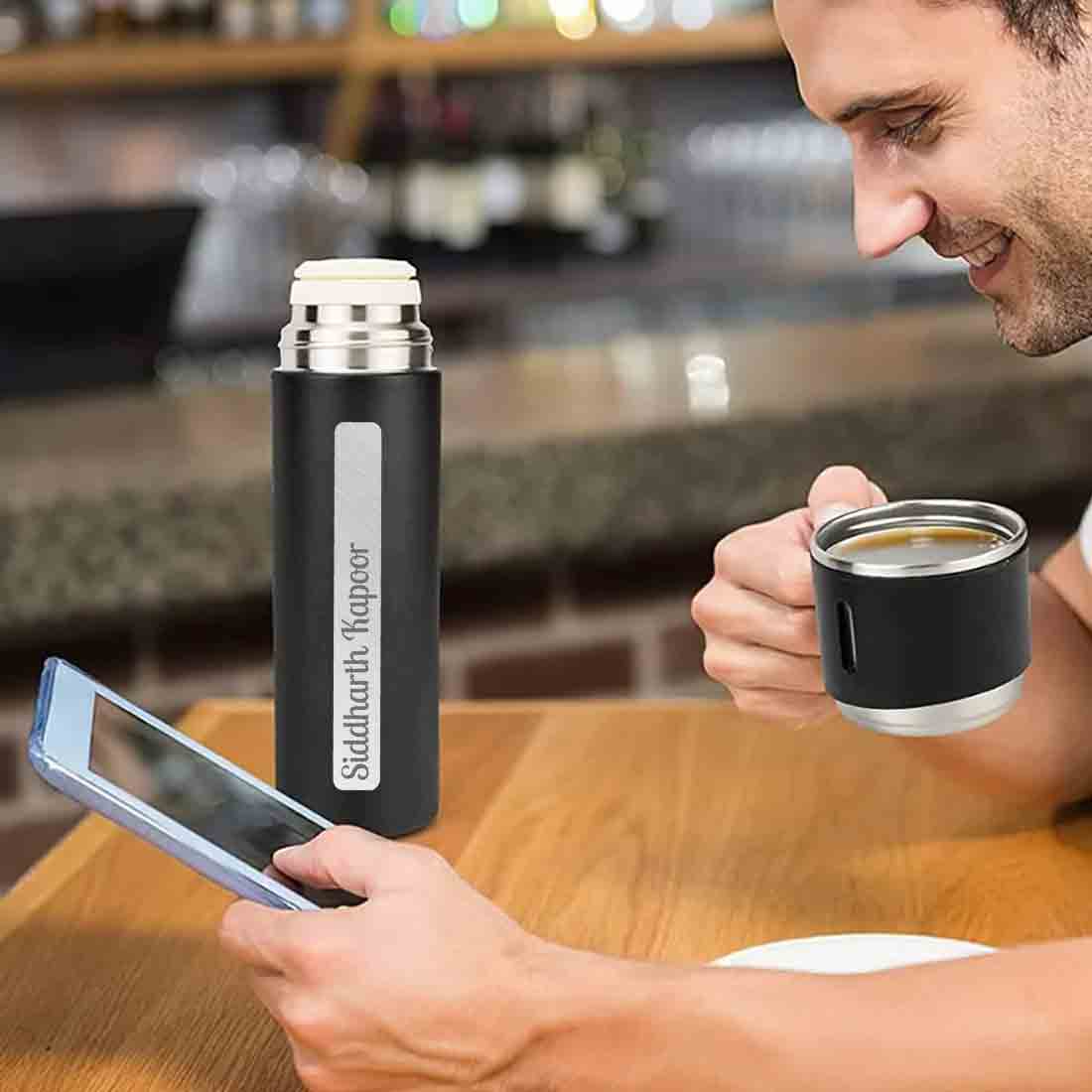 Customized Thermos Coffee Cup Travel Stainless Steel Vacuum Flask - Add Full Name - Image 3