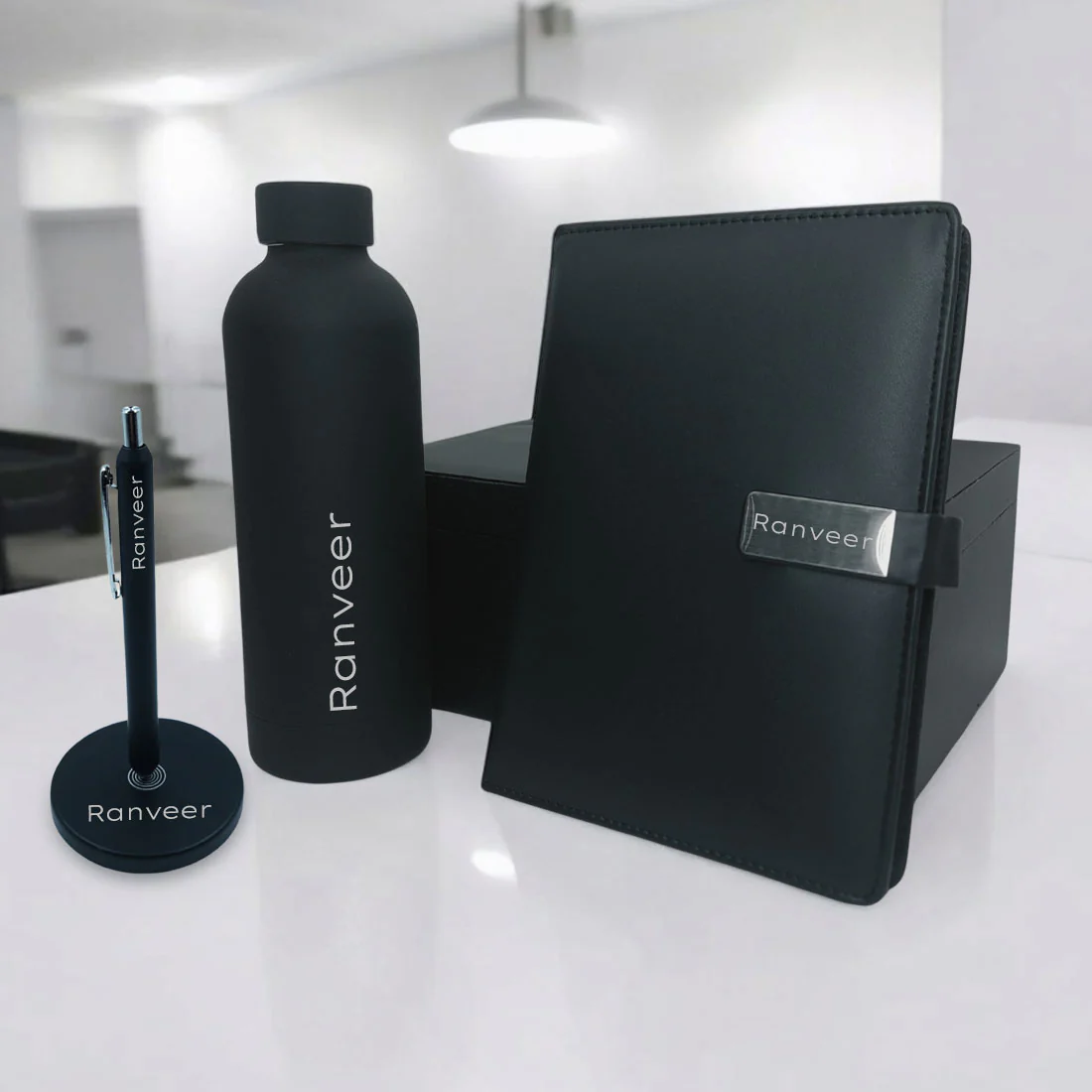 Personalized Teachers Day Present Gift Set with Pen for Teacher, Diary & Bottle