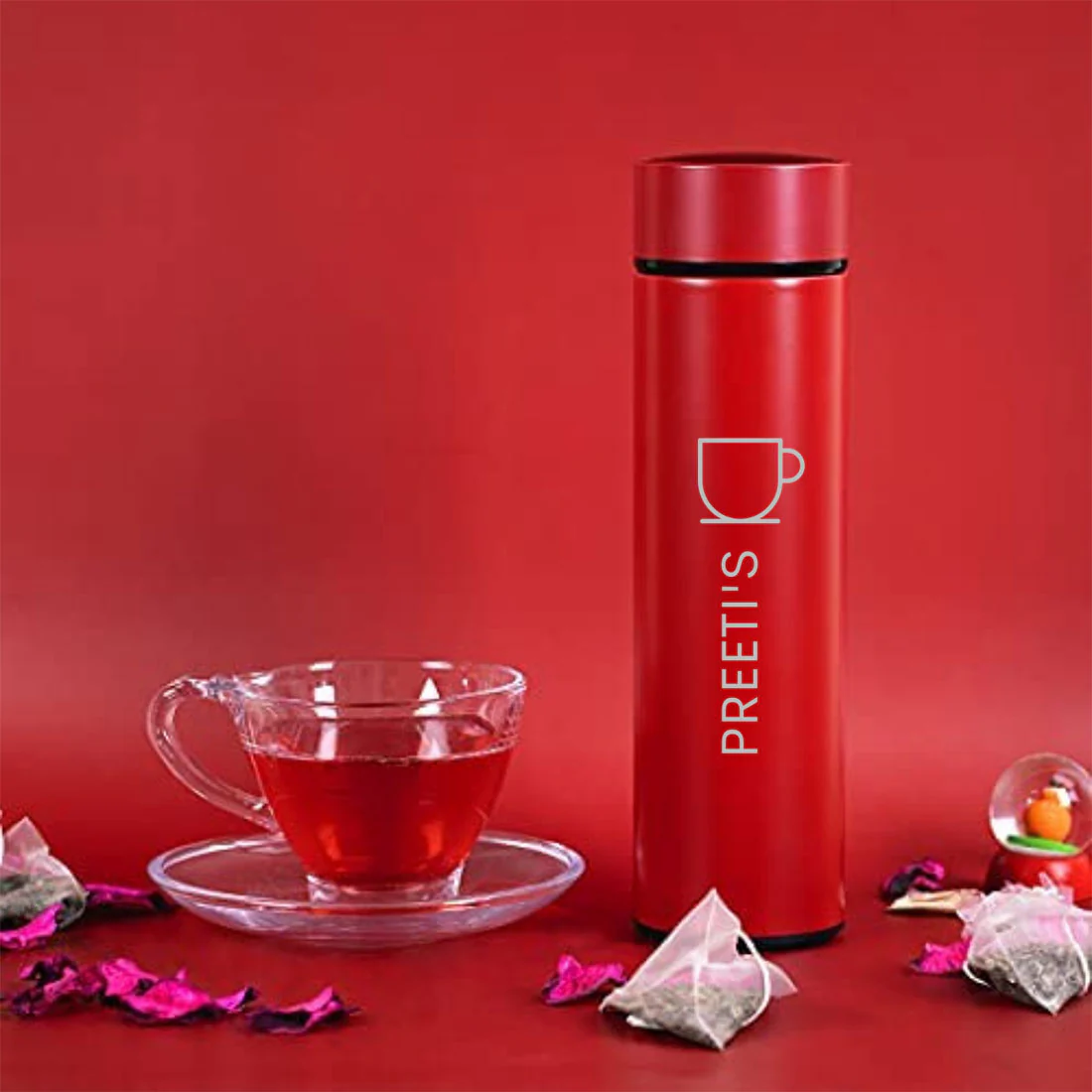 Personalized Thermos Bottle for Coffee With Temperature Display Engraved Name -Tea Cup - Image 2