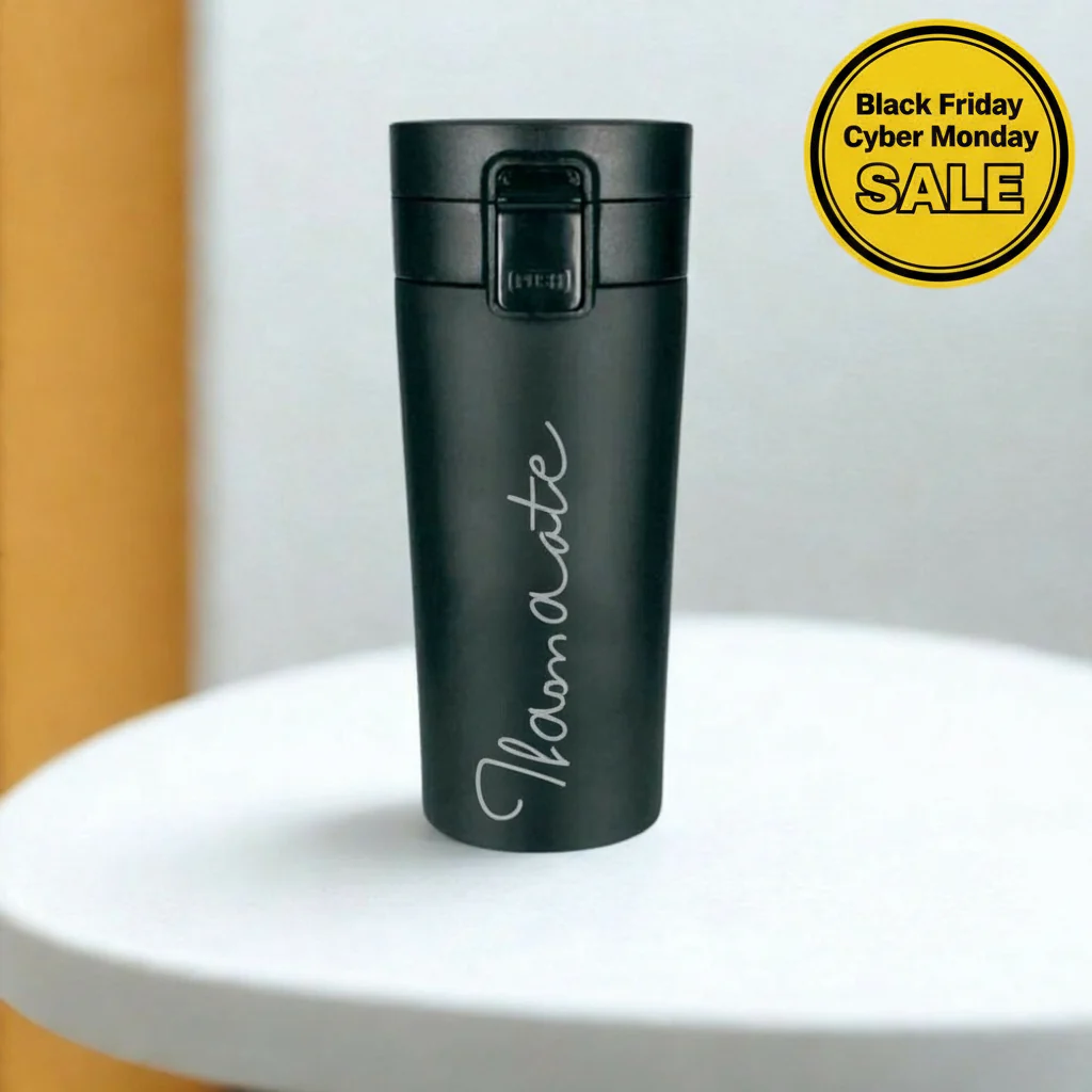 Personalized Travel Coffee Flask Sipper With Name Engraved - Calligraphy 380ML - Image 17