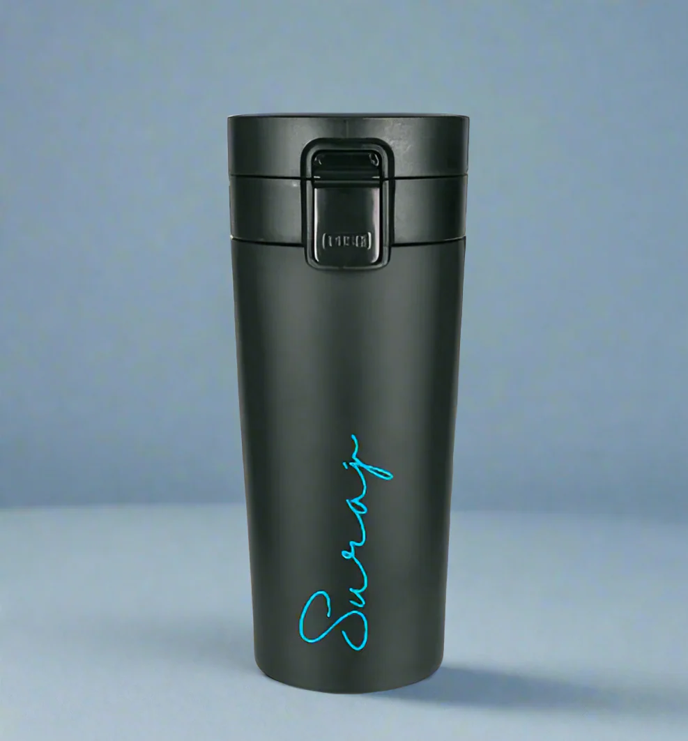 Personalized Travel Coffee Flask Sipper With Name Engraved - Calligraphy 380ML - Image 6