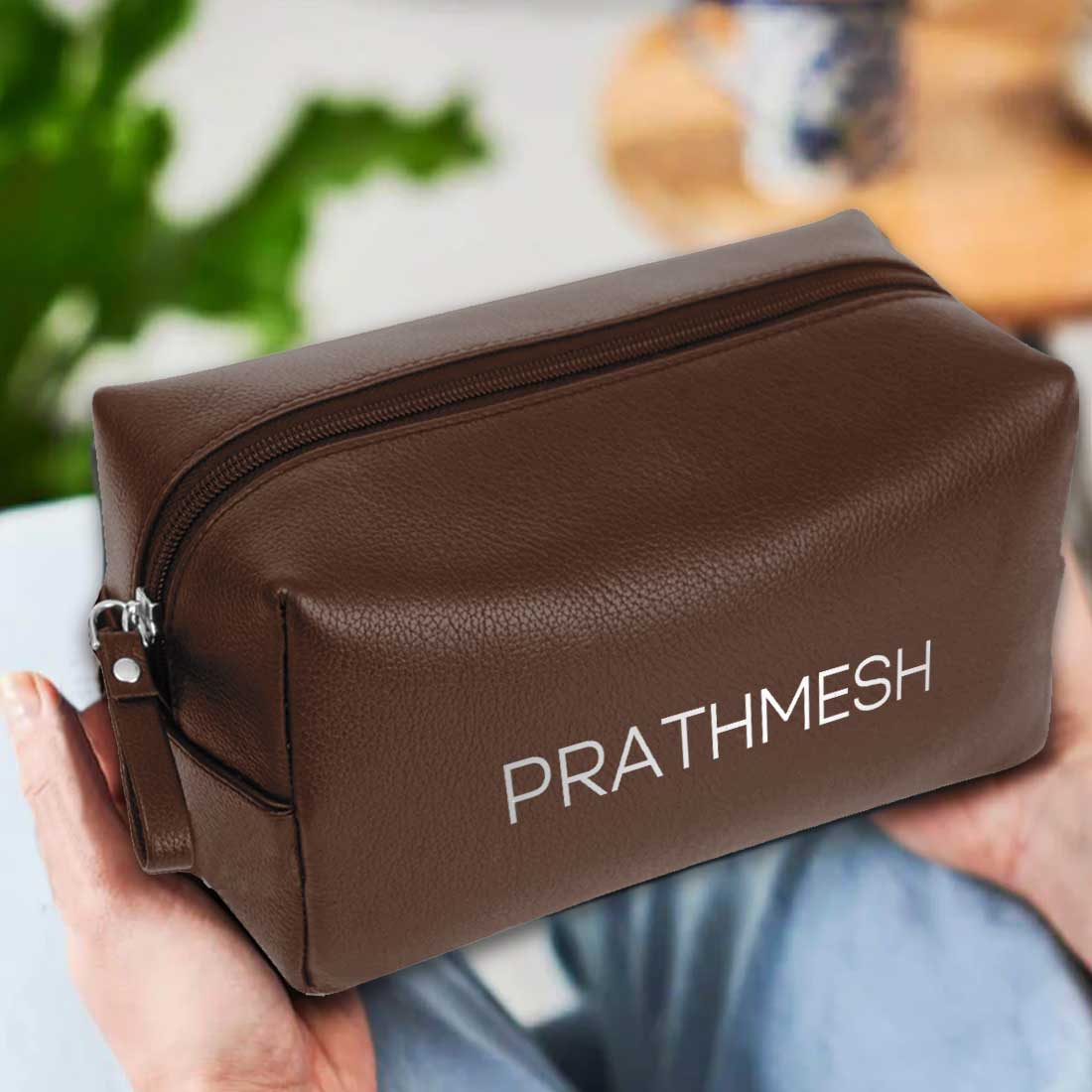 Personalized Travel Pouch for Men - Black Leather Travel Pouch - Image 19