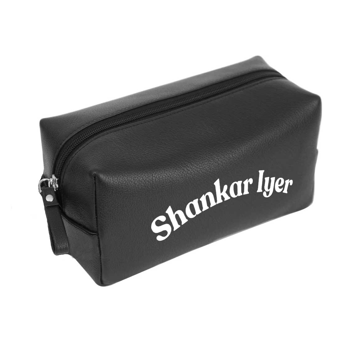 Personalized Travel Pouch Organizer - Faux Leather Toiletry Bag - Image 4