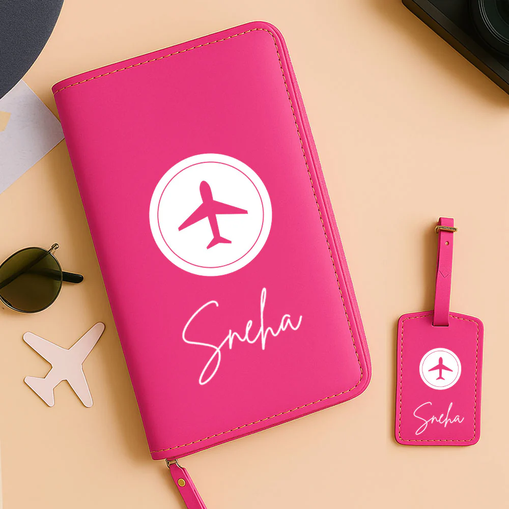 Personalized Travel Wallet with Card Slots & Luggage Tag Set - Image 16