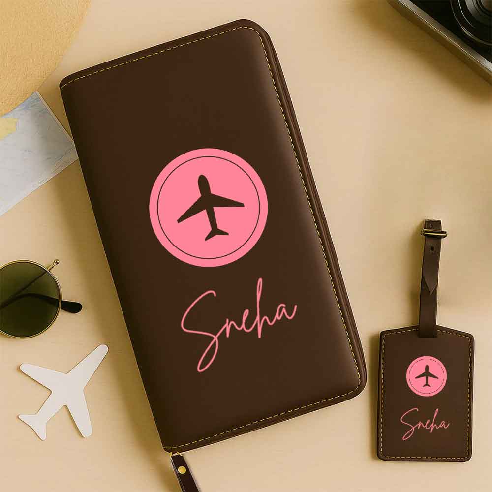 Personalized Travel Wallet with Card Slots & Luggage Tag Set - Image 9