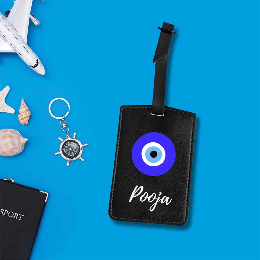 Personalized Travelling Pouch, Passport Cover & Luggage Tag with Evil Eye Design - Image 4