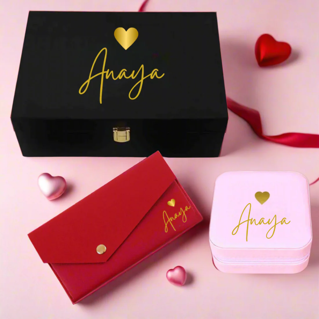 Valentine's Day Gift For Her Custom Purse And Jewellery Organizer Gift Box Set - Image 3