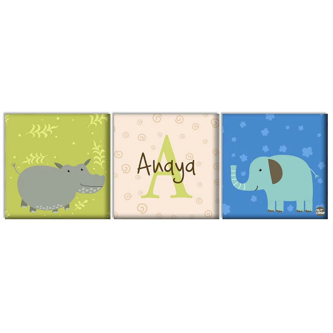 Customized Kids Room Wall Decor - Rhinoceros and Elephant - Image 2
