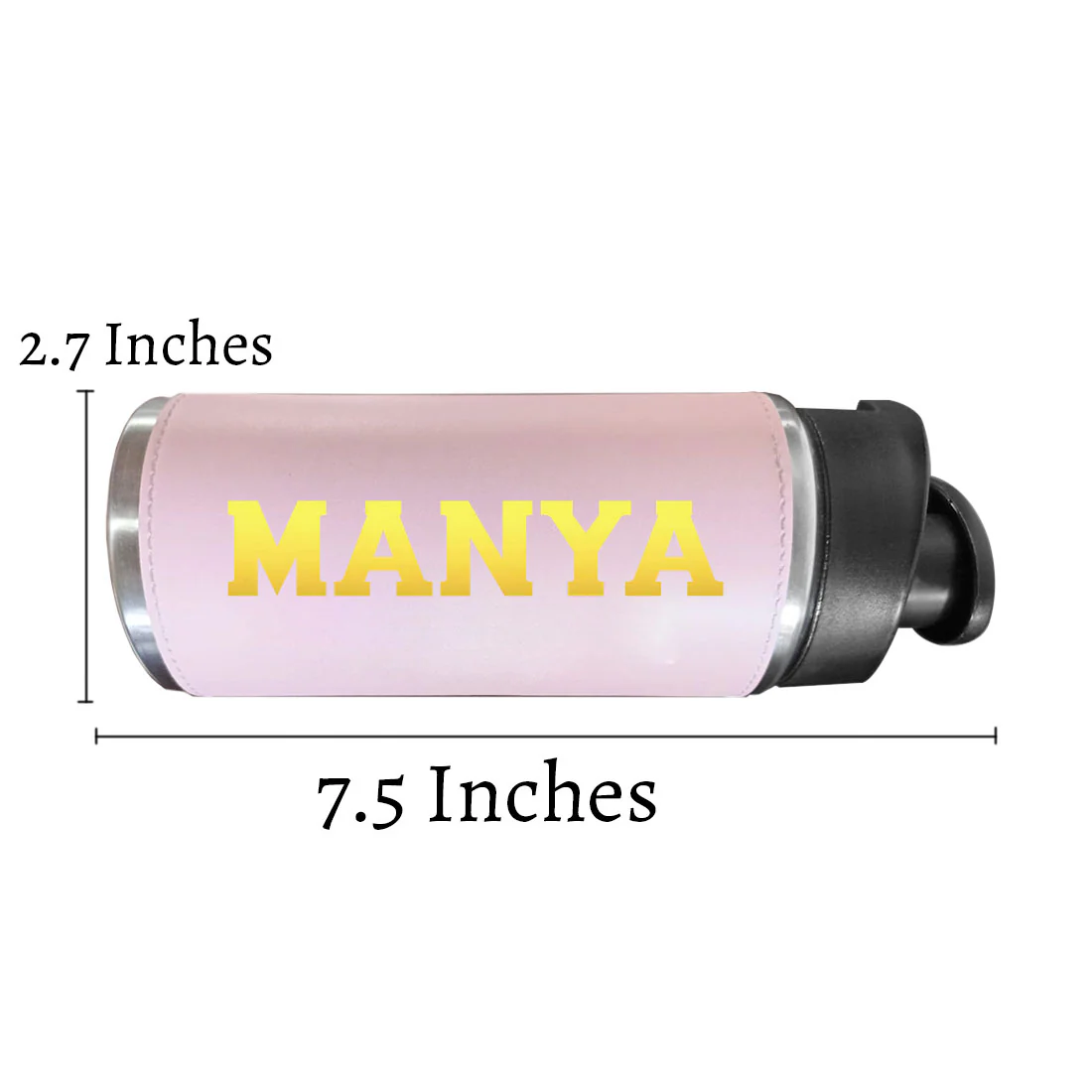 Personalized Water Bottle With Name - Stylish PU Leather Pink Sipper Bottle For Girls  (Gold & Silver) - Image 6