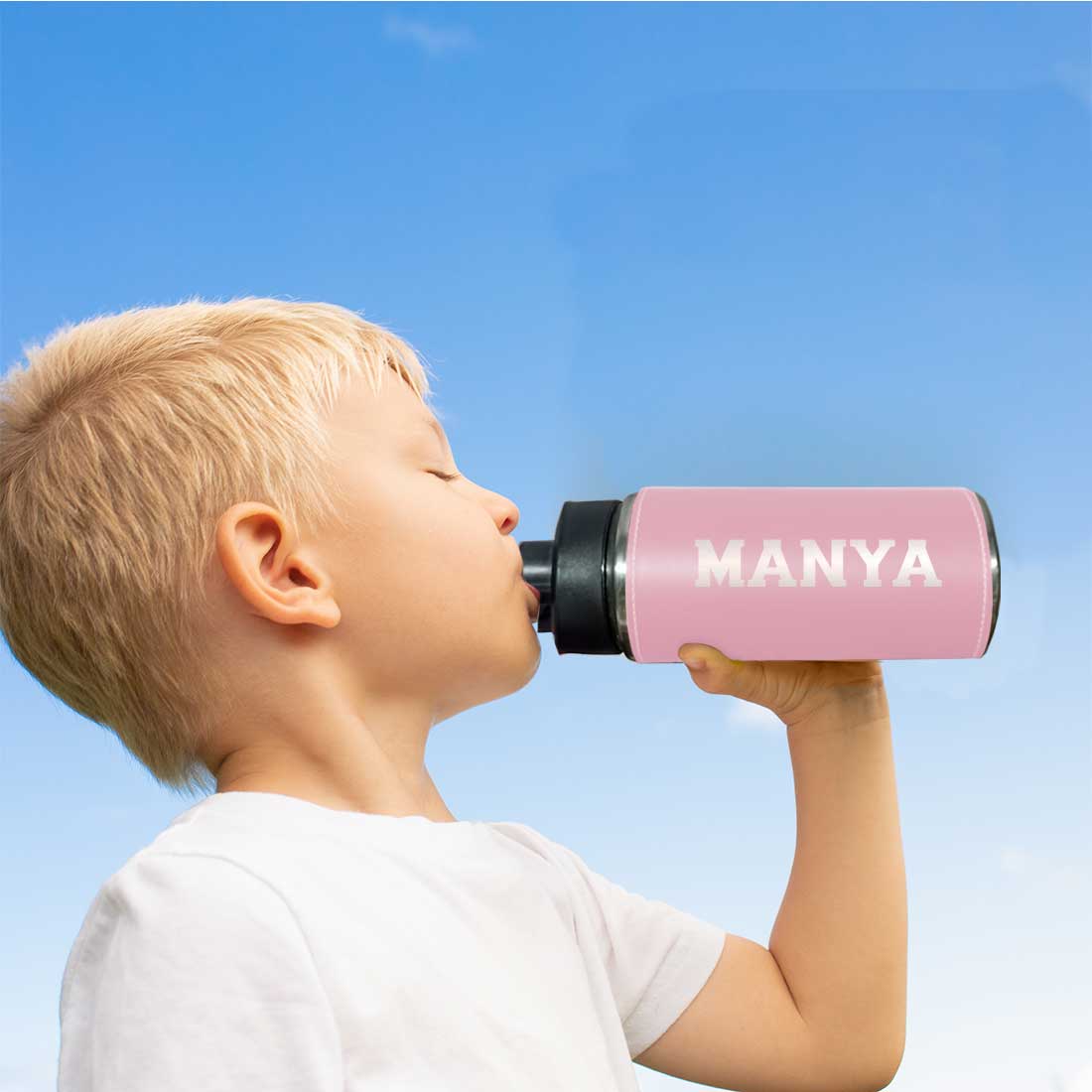 Personalized Water Bottle With Name - Stylish PU Leather Pink Sipper Bottle For Girls  (Gold & Silver) - Image 8