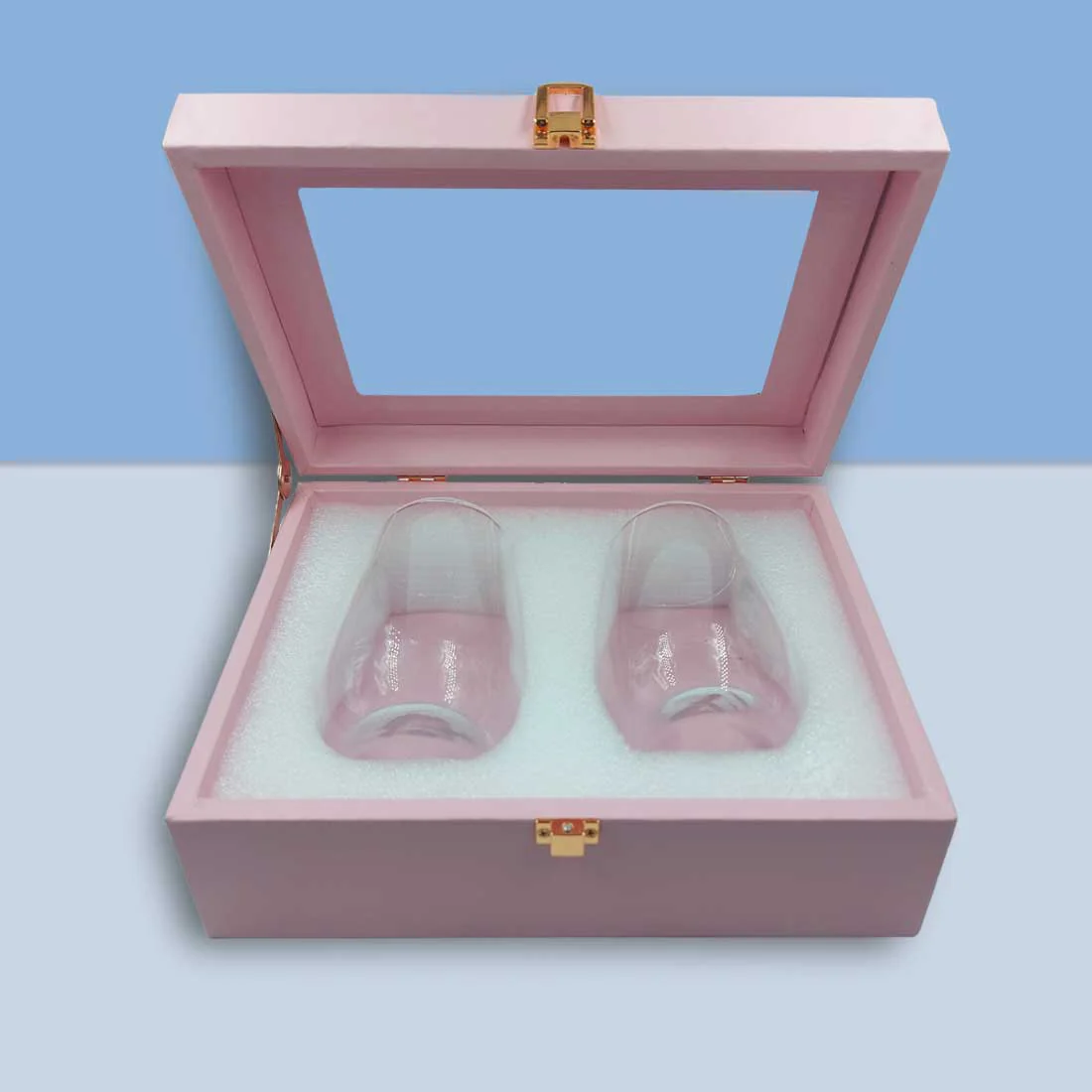 Personalized Stemless Wine Glasses Set of 2 With Gift Box Available in Black Pink Blue or Green Boxes - Image 3