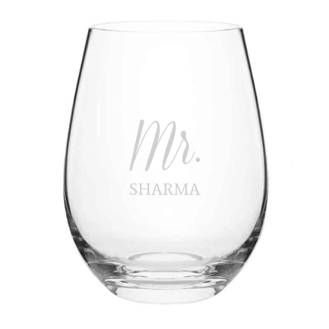 Personalized Wine Glass for Couple with Name Engraved on Stemless Cocktail Glass 400 ML Set of 2 - Image 6