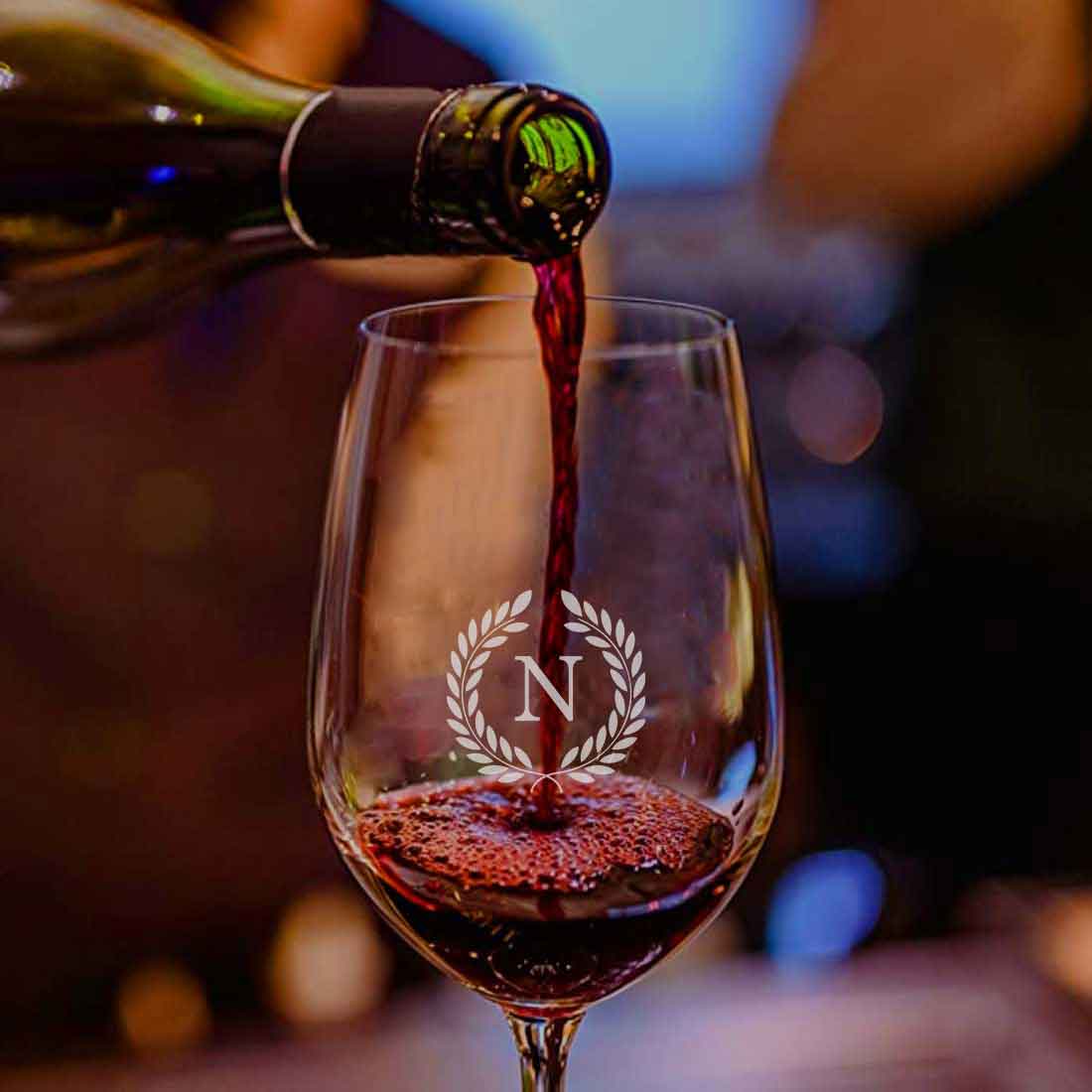 Personalized Wine Glass with Engraving Wine Glasses with Monogram - Floral - Image 7