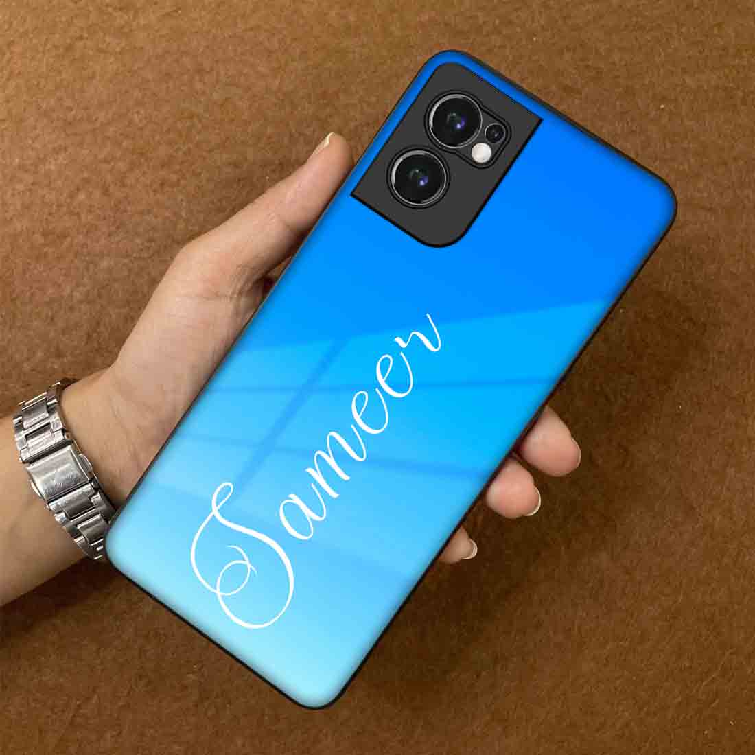 Personalzed One Plus Nord CE2 Mobile Cover with Name Sky Blue Phone Case - Blue Sea - Image 3