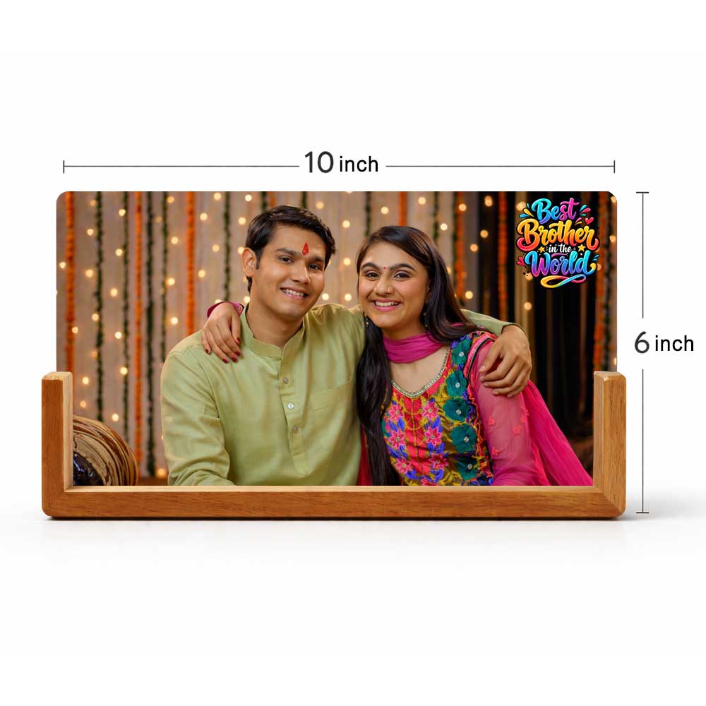 Personalized Acrylic LED Photo Night Light with Wooden Base - Brother Sister Sibling Gift For Rakhi - Image 5