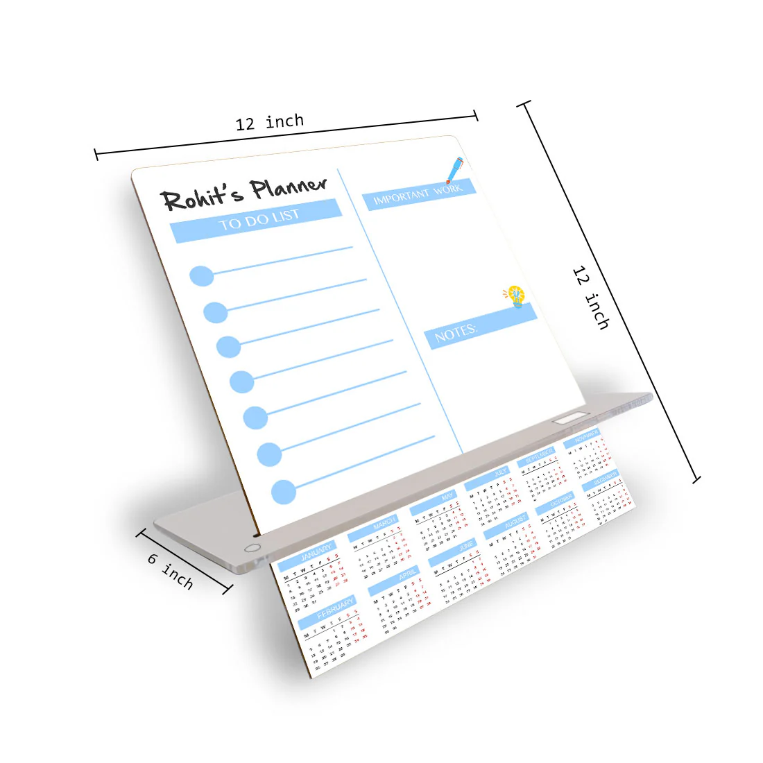 Planner for Desk with Name Personalized Planning Board with Calendar and Phone Stand - Image 3