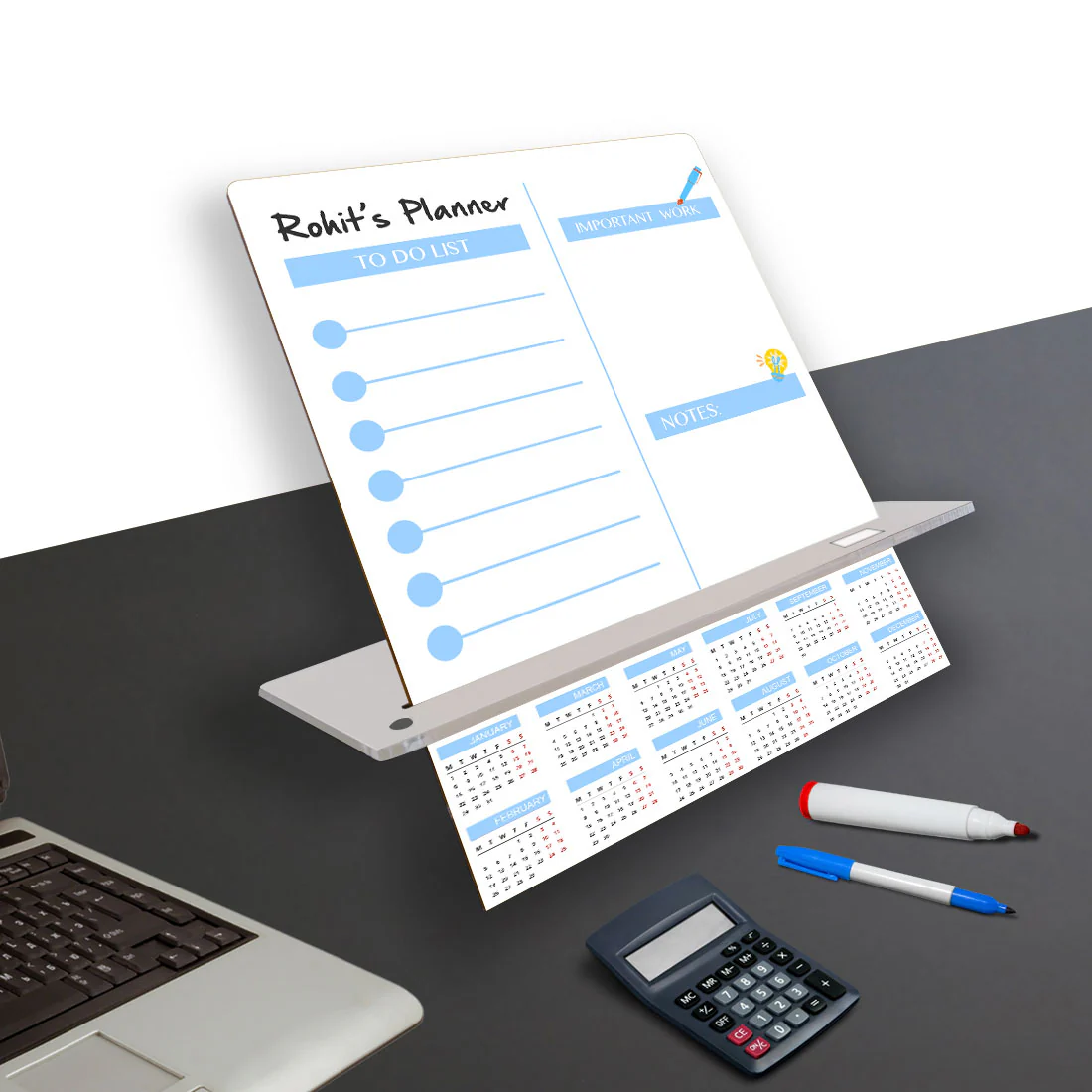 Planner for Desk with Name Personalized Planning Board with Calendar and Phone Stand - Image 4