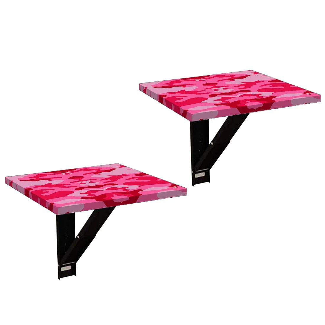Folding Wall Mount Bedside Table - Army Camouflage Pink - Image 2