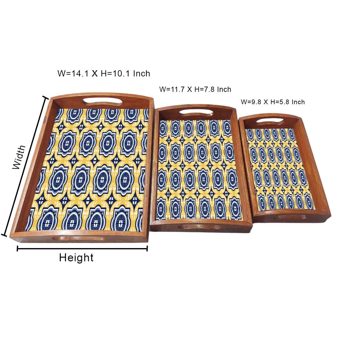 Wooden Tray Set Of 3 for Dining and Kitchen Use Designer Trays - Image 5