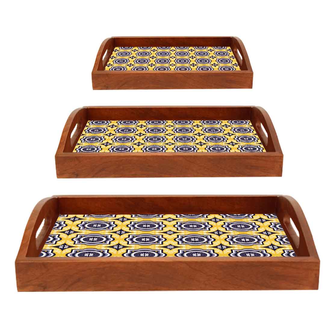 Wooden Tray Set Of 3 for Dining and Kitchen Use Designer Trays - Image 6