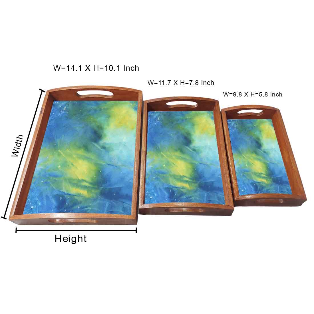 Rectangular Wooden Tray for Kitchen and Dining Use Set of 3 - Image 5