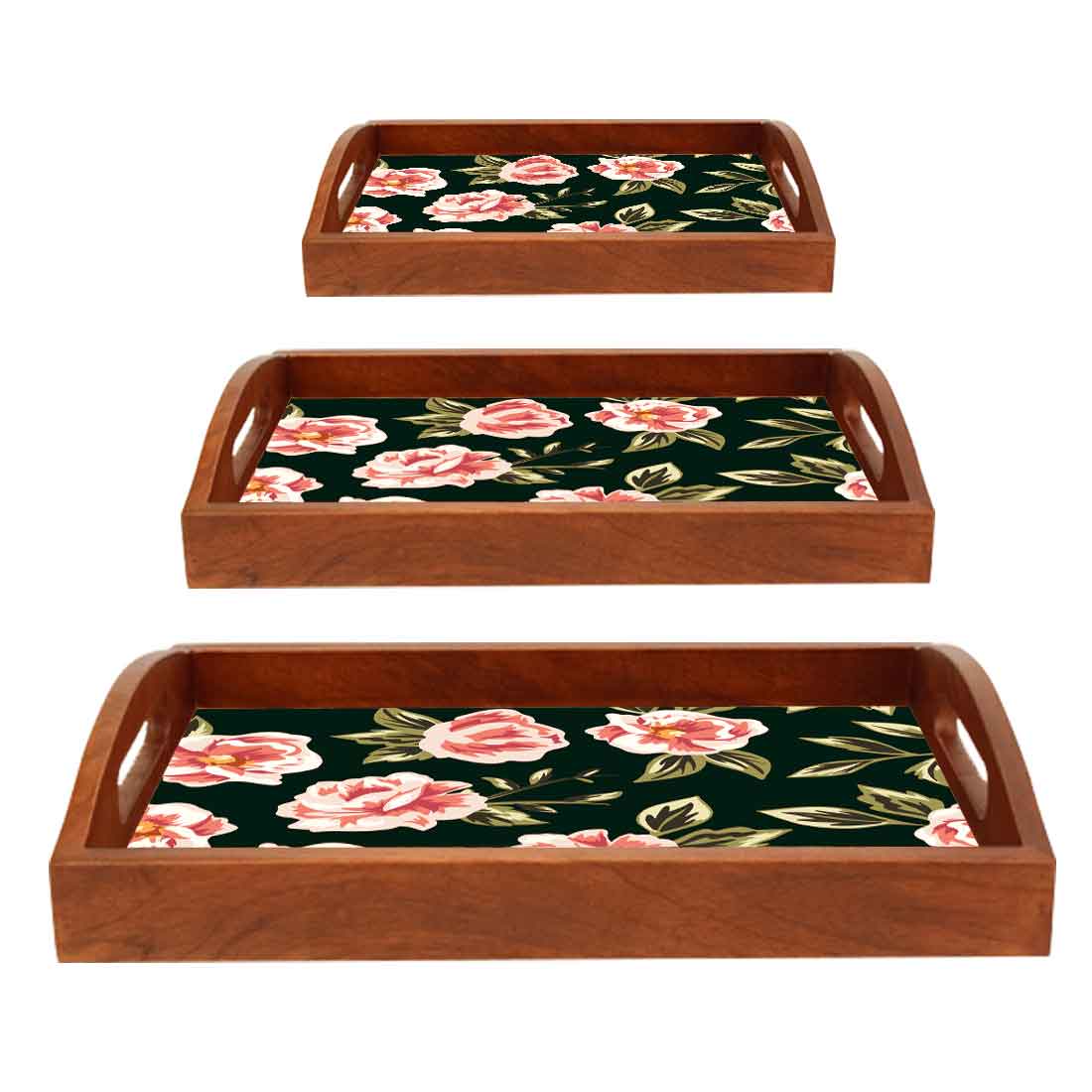 Wooden Large Wooden Tray for Kitchen & Dining Use Set of 3 - Image 6
