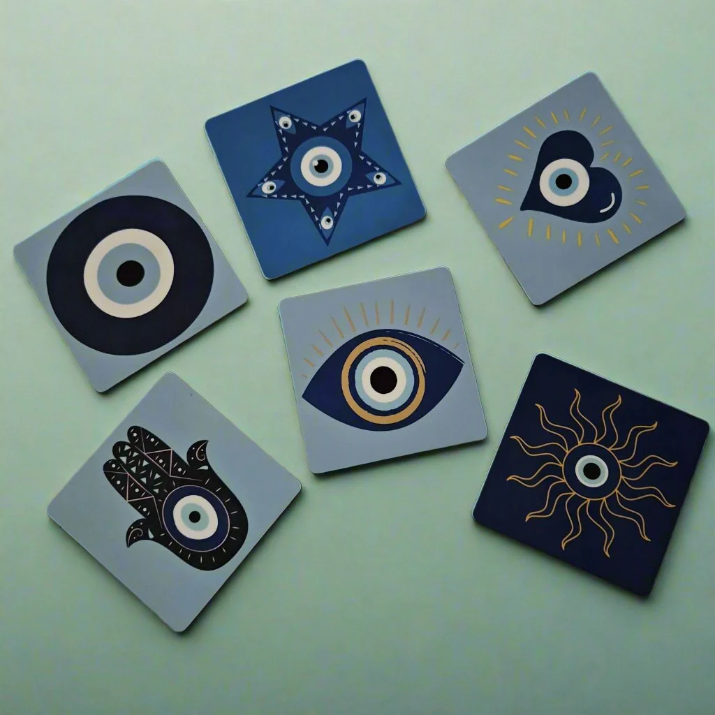 Powerful Evil Eye Protection With LED Lamp Coasters And Hamsa Hand Candle Gift Set - Image 4