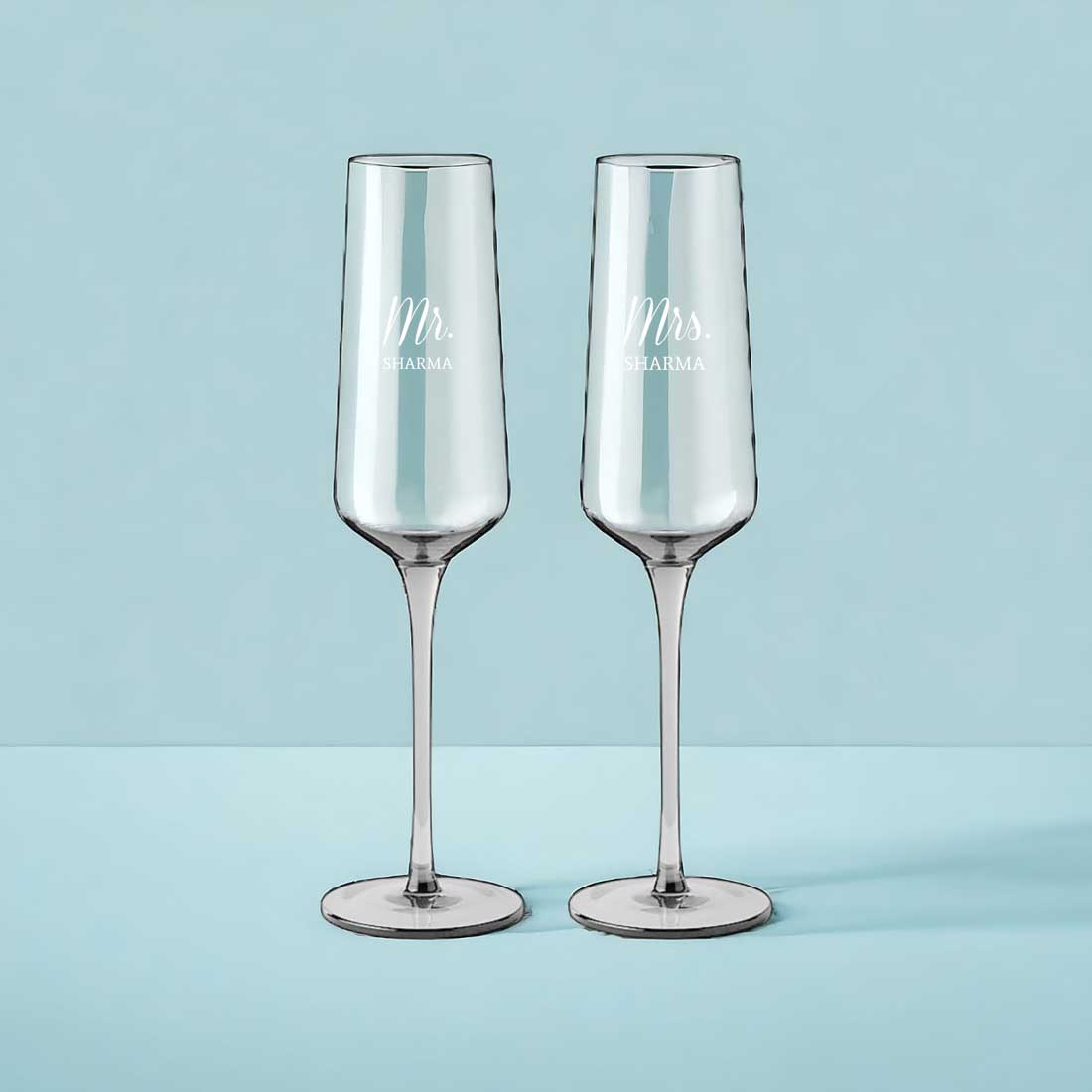 Premium Champagne Glasses Customised with Name For Couples Set of 2 - Image 2
