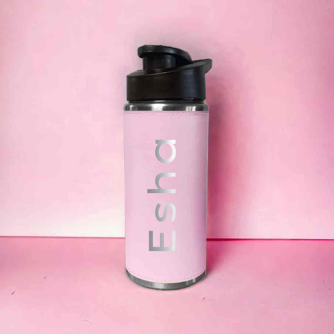 Personalized Water Bottle With Name Stainless Steel Pink Sipper Bottle For Girls (Gold & Silver)