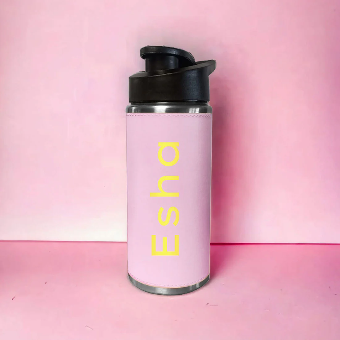 Personalized Water Bottle With Name Stainless Steel Pink Sipper Bottle For Girls (Gold & Silver) - Image 2
