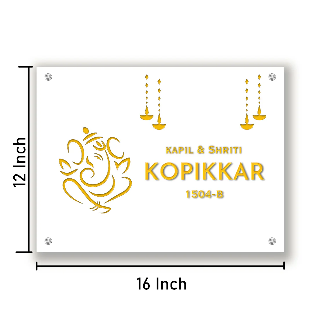 Premium Ganesha Name Plate Stainless Steel Nameplate for Home-Golden 3D Raised Fonts - Image 4