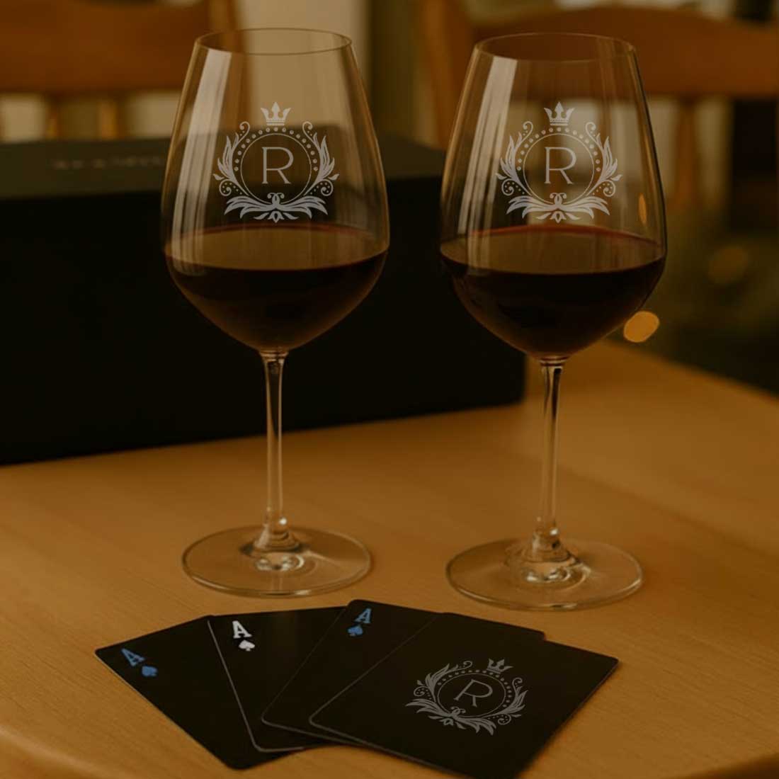 Premium Whiskey Glasses Set Diwali Gift – Personalized Glassware with Playing Cards - Image 2